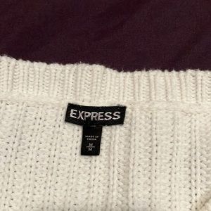 Never worn medium express white knit sweater with V neck detail
